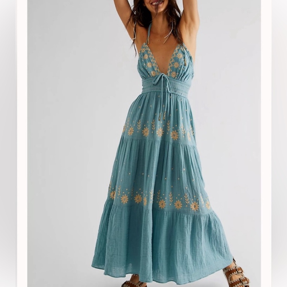 Free People Real Love Embroidered Dress